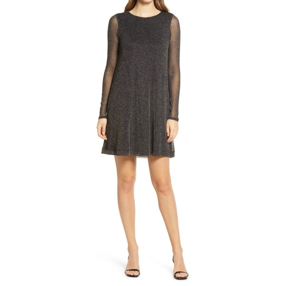 Lilly Pulitzer Ophelia Glitter Onyx Long Sleeve Swing Dress Small NWT